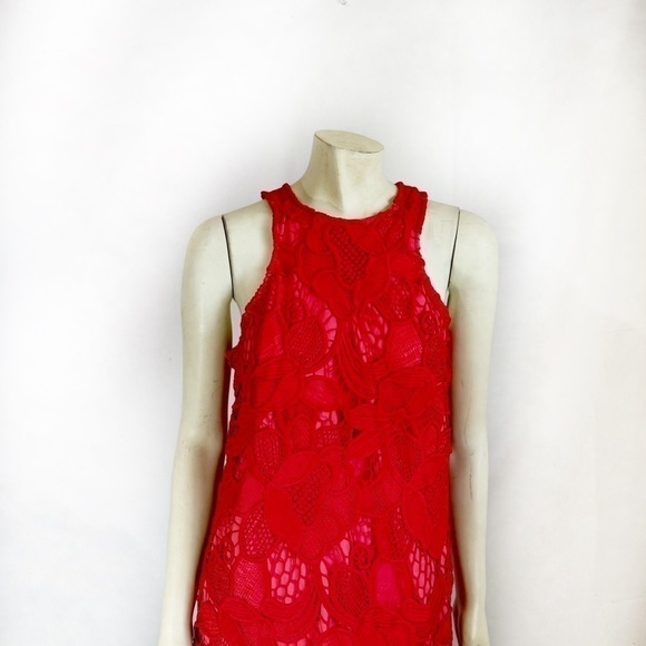 Lovers + Friends Red Crochet Lace Flapper Shift Cocktail Dress Size S - Picture 4 of 8